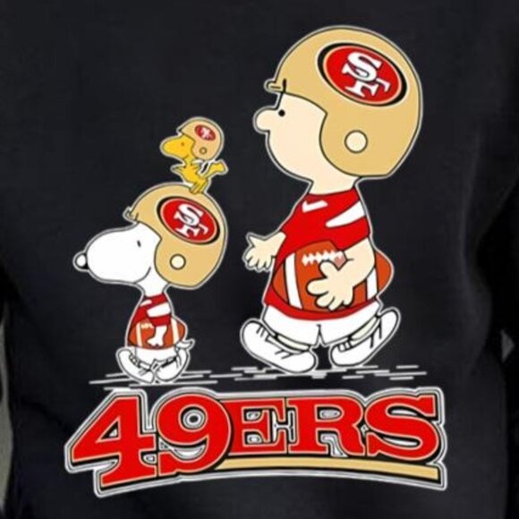 Peanuts Charlie Brown Snoopy 49ers Football Sweatshirt San Francisco NFL Fan 79 - Picture 2 of 5